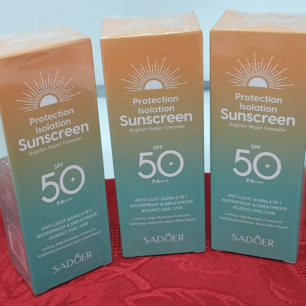 3X SADOER Sunscreen SPF 50+ PA+++ UVA/UVB Waterproof Sweat Proof Tube